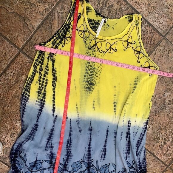 Ocean Breeze Free Size Scoop Neck Short Sleeve Embroidered Hi Low Maxi Dress - Picture 9 of 10